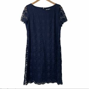 KARL LAGERFELD Paris Navy Blue Lace Dress Sz 12